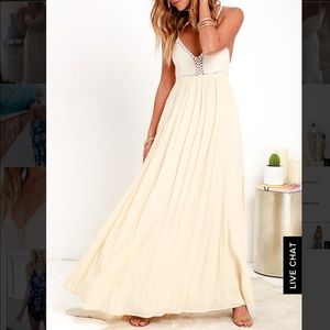 Lulus Hippie Chic Cream Maxi Dress